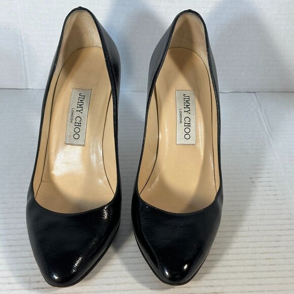 WOMEN'S BLACK JIMMY CHOO HEELS SIZE 7-1/2 - Picture 11 of 16